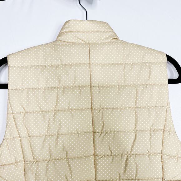 LOFT Polka Dot Quilted Puffer Vest XSmall XS Yellow White Full Zip Womens - Picture 7 of 8